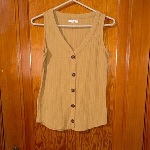 Maurices Tan Sleeveless Button-Down Shirt SZ XS